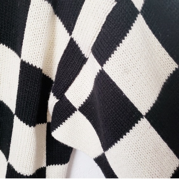 Vintage Ugly Christmas Mock Neck Checkered Sweater - Picture 3 of 8